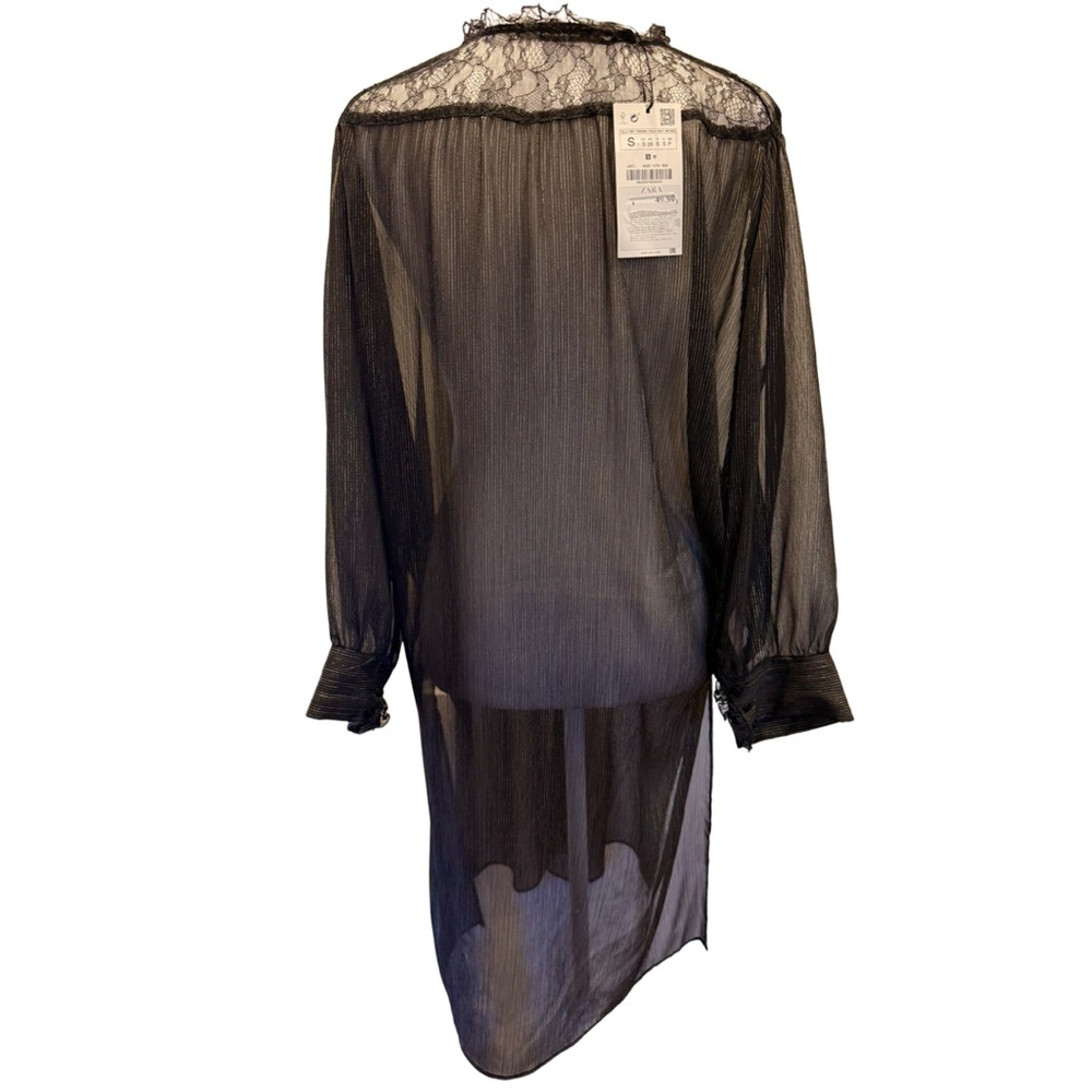 Zara Black/ Gold Sheer Duster Cardigan - Picture 4 of 14
